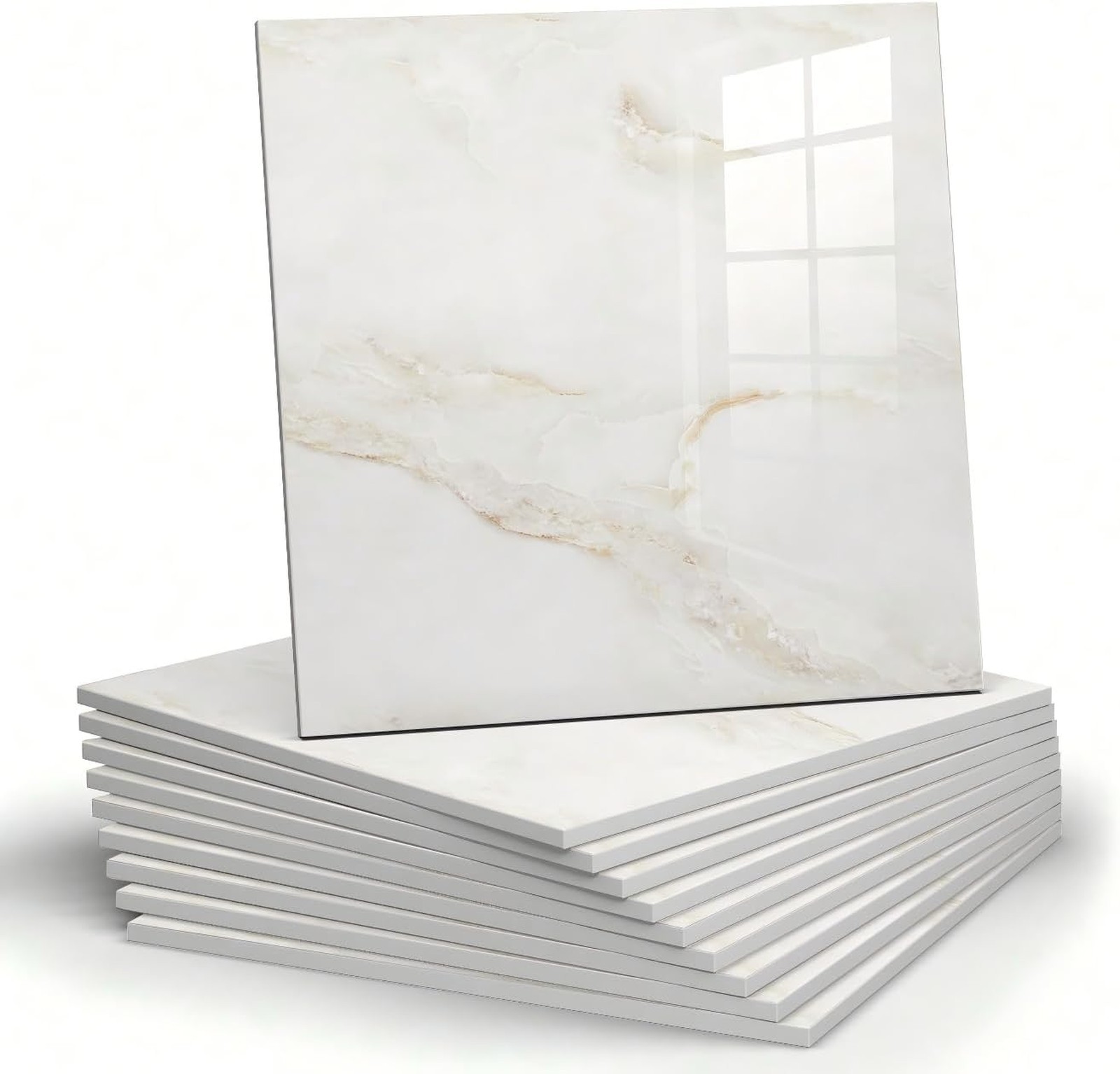 Marble Peel and Stick Backsplash Wall Panels Waterproof PVC Foam 11.8 inch White