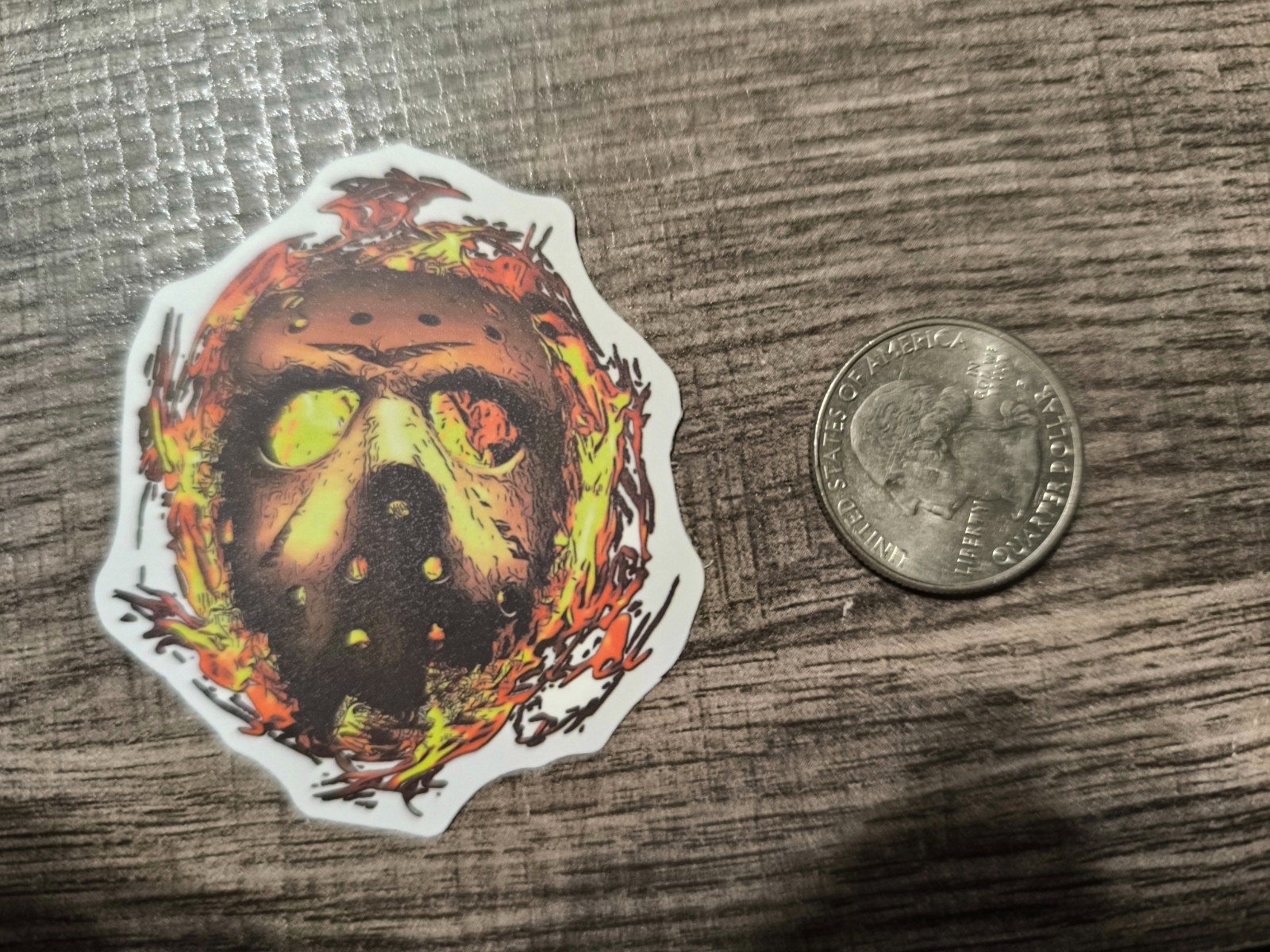 Jason Mask Surrounded by Fire Flames Sticker Halloween Horror Friday the 13th !!