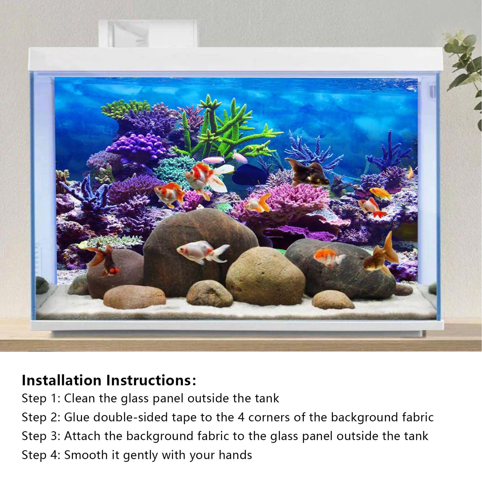 YongFoto Ocean Theme Fish Tank Background 48×18 inch Coral Seaweed Reef Rock …
