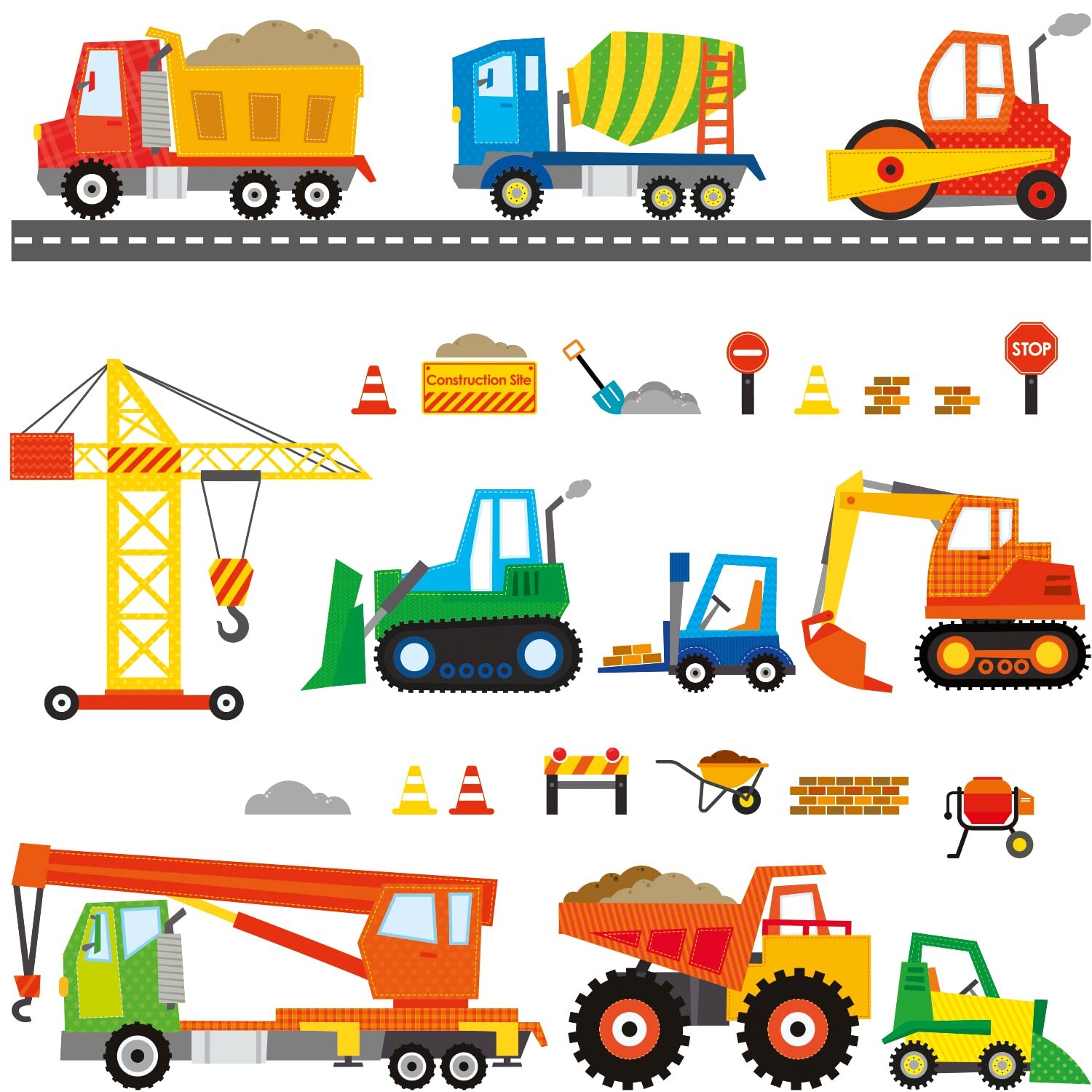 DS-8012 Construction Vehicles Cars Transport Kids Wall Stickers Wall Decals P…