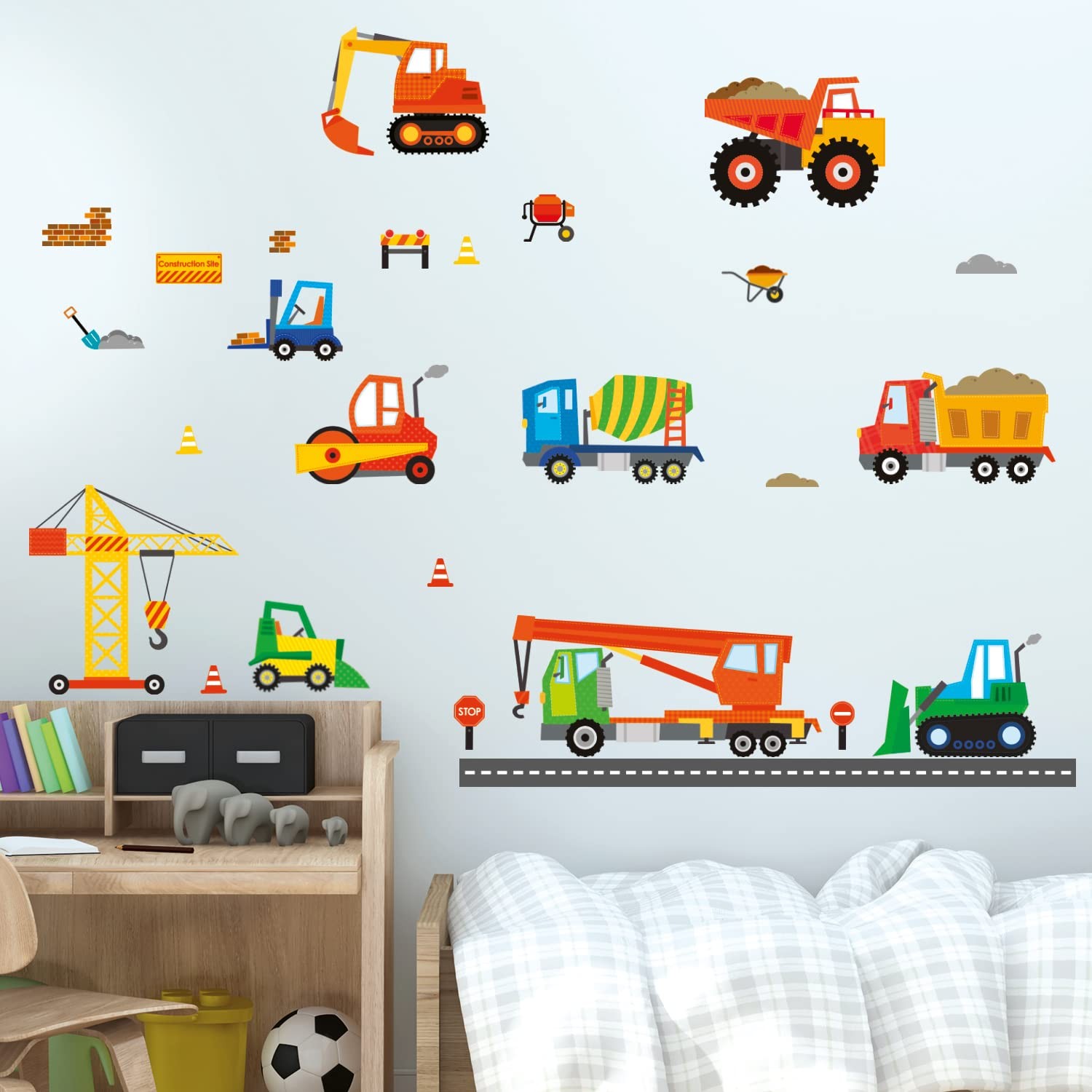 DS-8012 Construction Vehicles Cars Transport Kids Wall Stickers Wall Decals P…