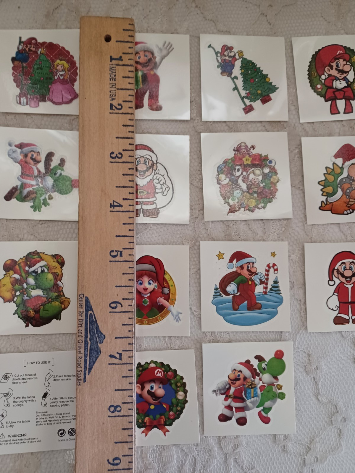 CHRISTMAS SUPER MARIO BROS FUN TEMPORARY TATTOO 20 CT SQUARES~PARTY FAVORS, GIFT