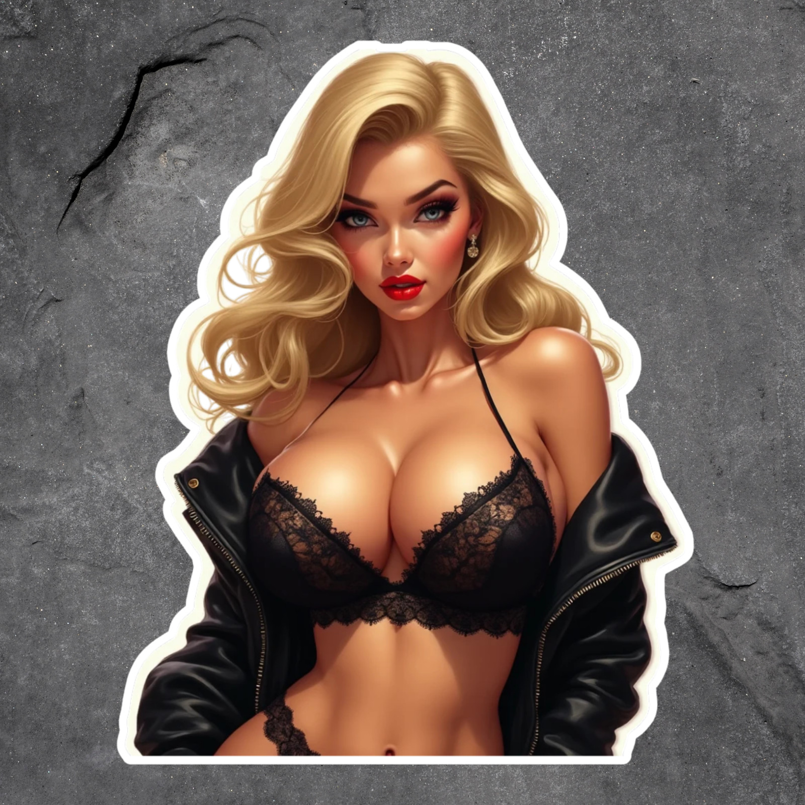 Pinup Girl Sticker Vinyl Decal Sexy Busty Blonde Model Car Wall Art