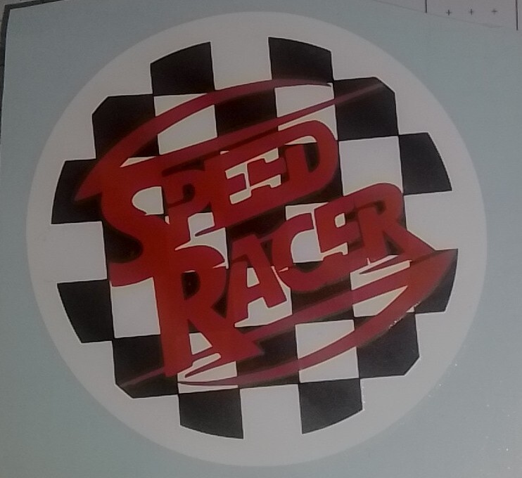 SPEED RACER 80’S CARTOON MACH 5 BLACK CHECKERED LOGO VINYL STICKERS 5×5!
