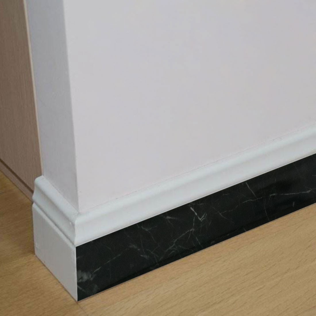 Self-adhesive Marble Paper Skirting Wall Waist Line Sticker Black 16.4Ft