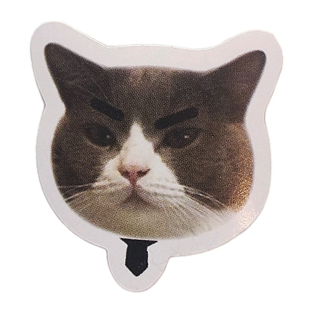 Funny Cat Face Serious Kitty In Tie Sticker Decal Laptop Phone Fashion 1.5″ Tall