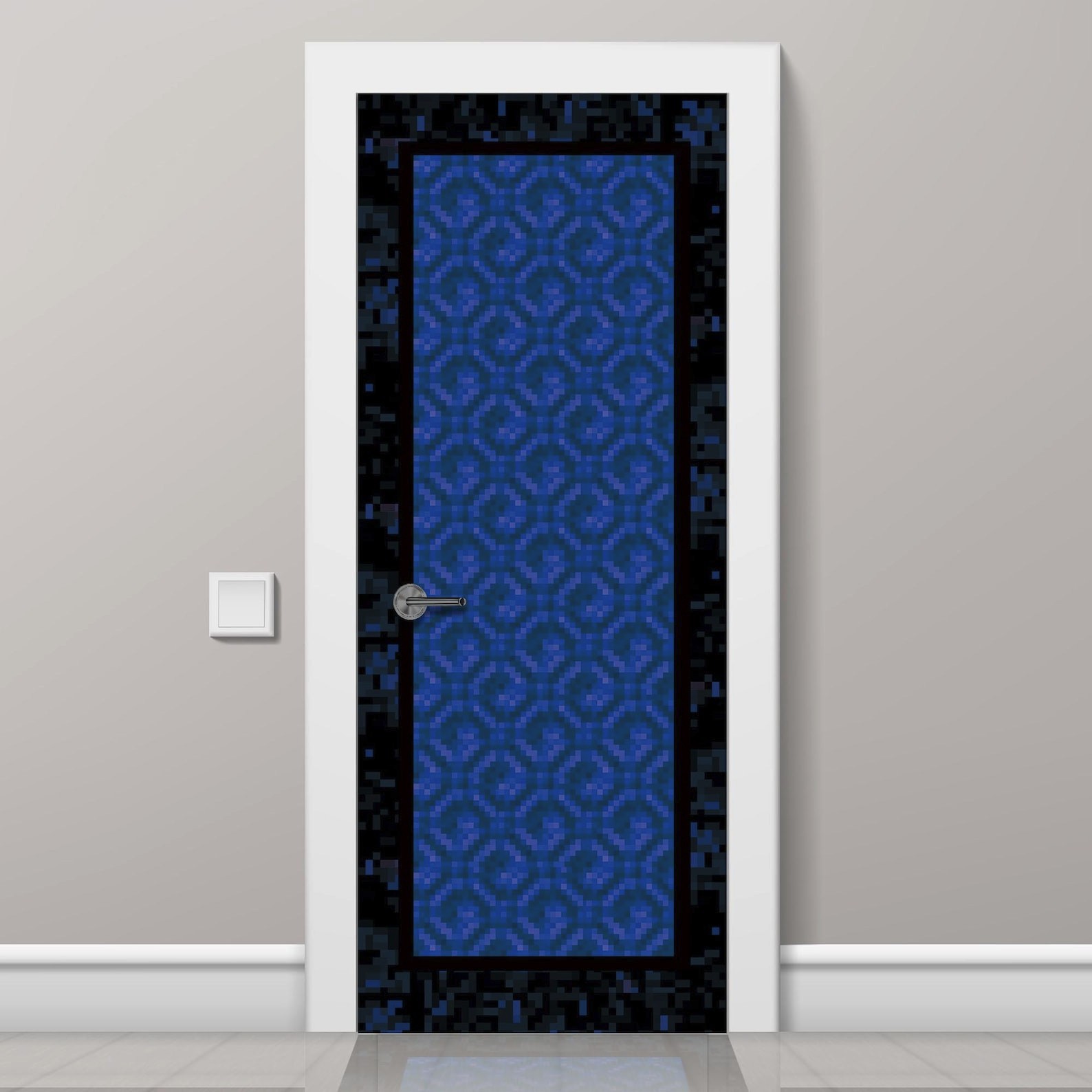 Pixelized Portal Door Mural, Gamer Sticker Cover, Kids Room, 1 piece, Laminated