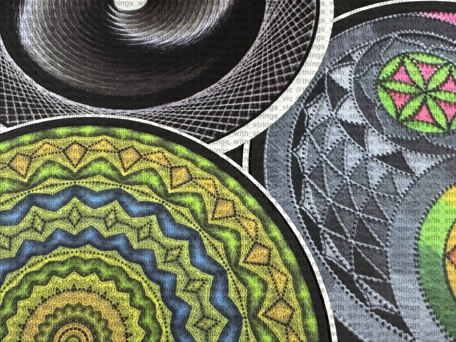 Psychedelic Sacred Geometry Art Vinyl Stickers x 3 – Art By Things With Strings
