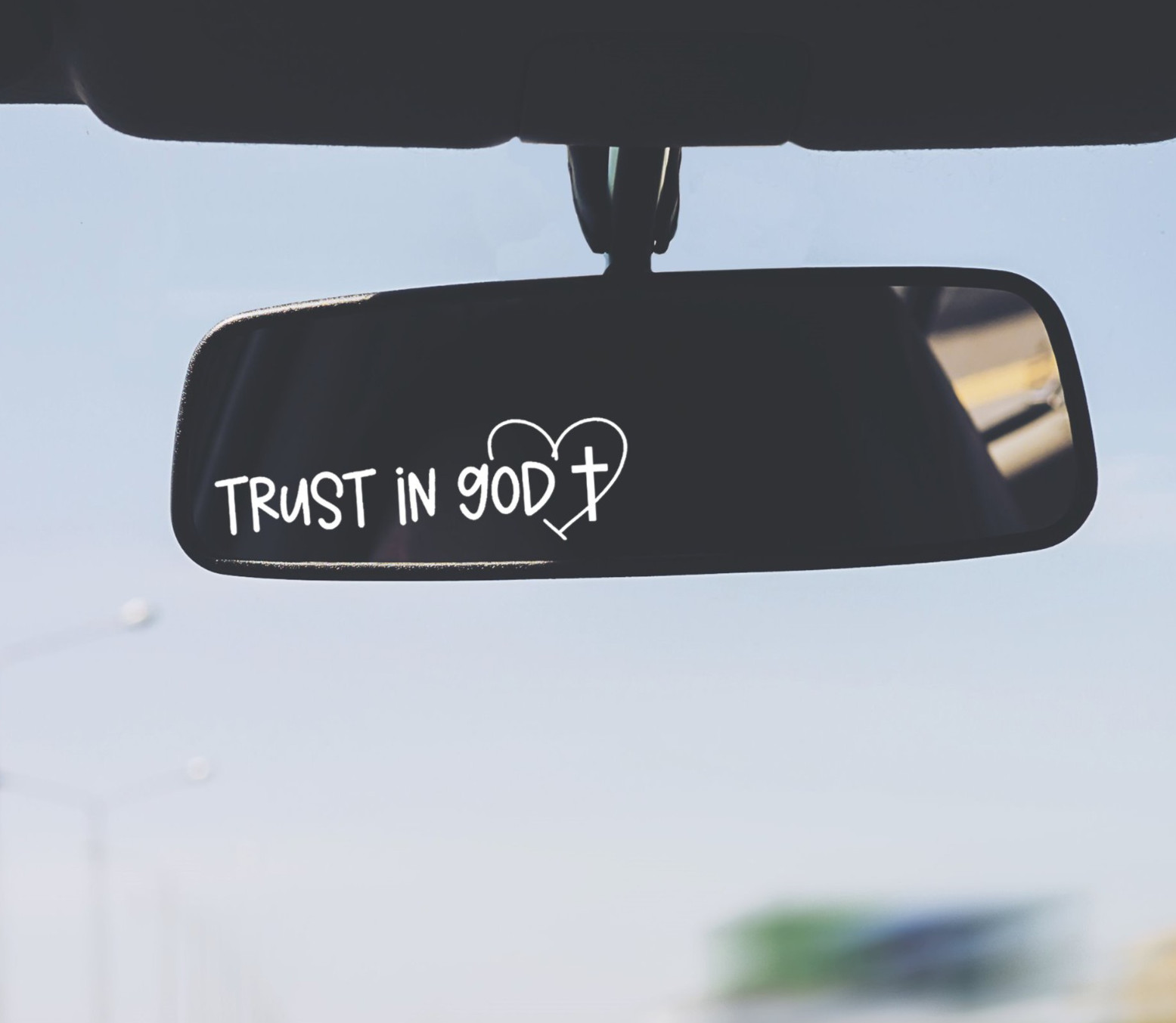 Trust in God Cross love Vinyl Decal Sticker Rearview mirror car truck Faith