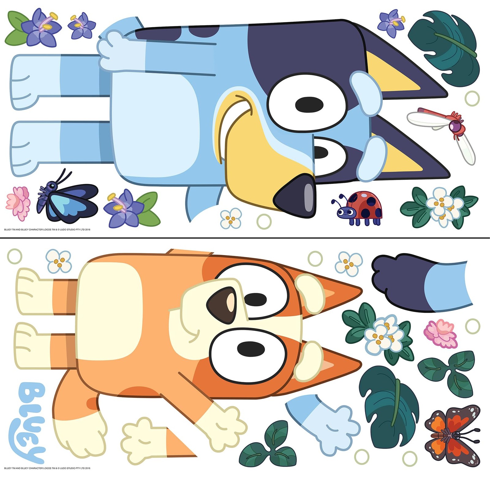 Bluey and Bingo Character Blue Peel and Stick Wall Decals, RMDM5560
