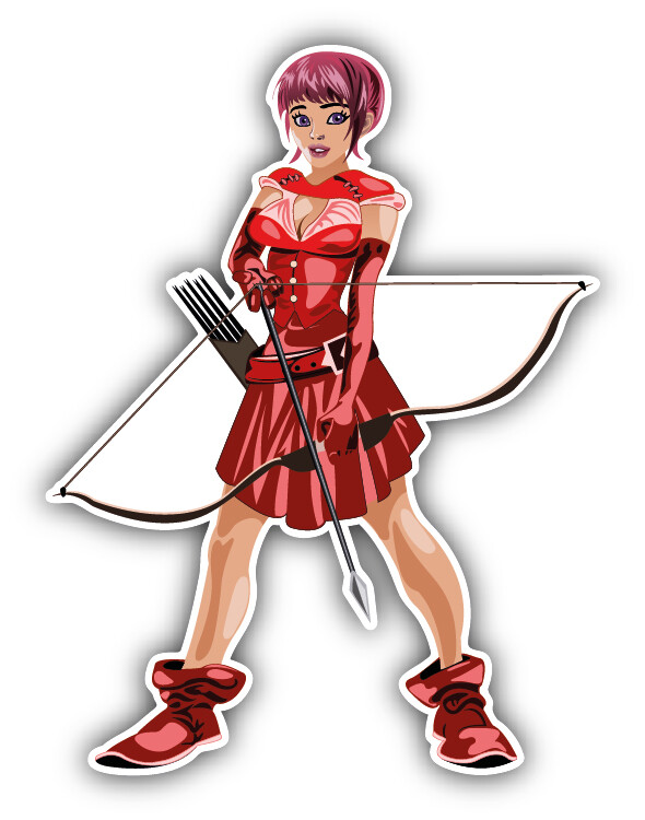 Archer Girl Cartoon Car Bumper Sticker Decal