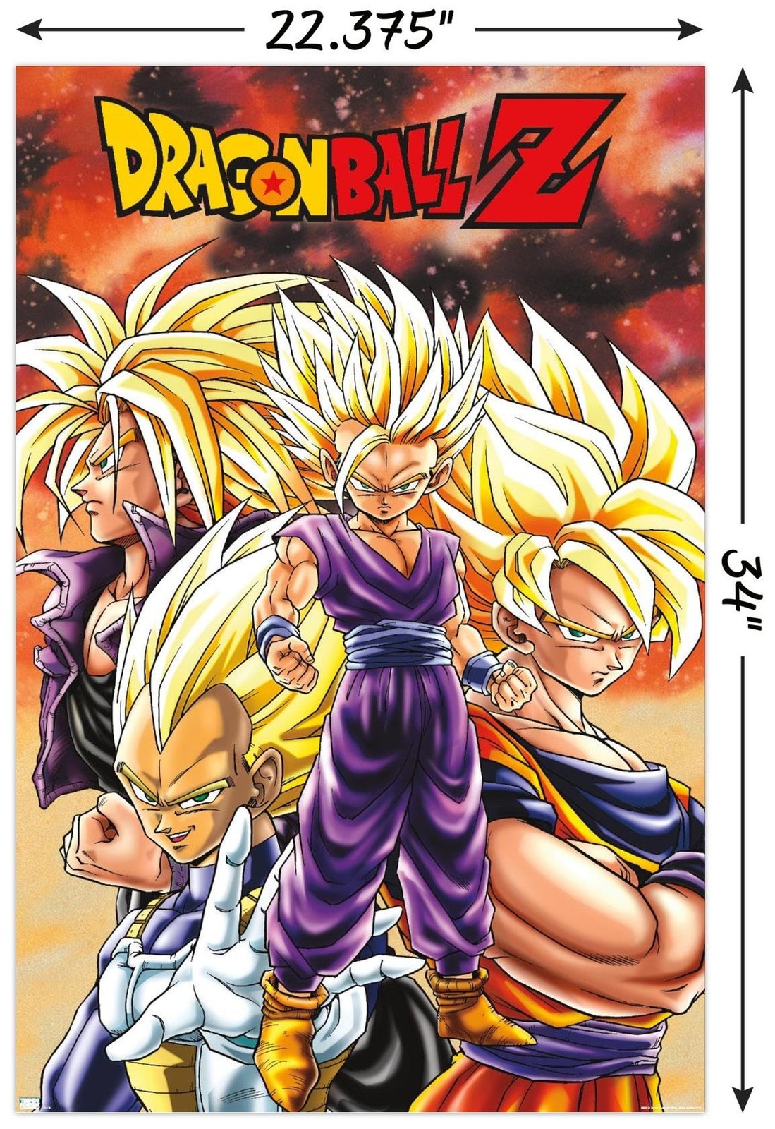 Dragon Ball Z – Saiyans Wall Poster, 34L» x 22.4W», Unframed Version
