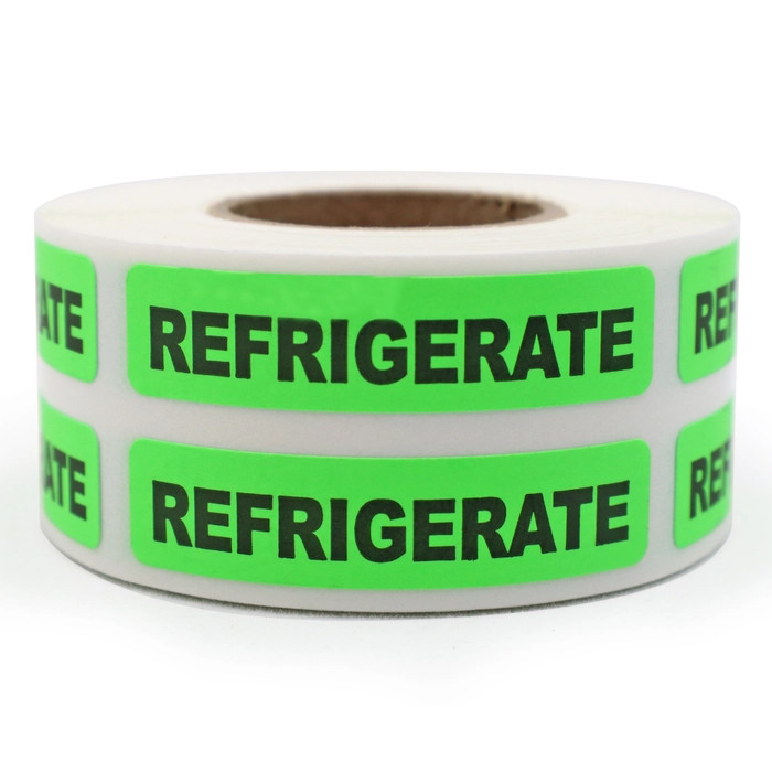 Refrigerate Stickers – Fluorescent Green 100 Stickers – 1″