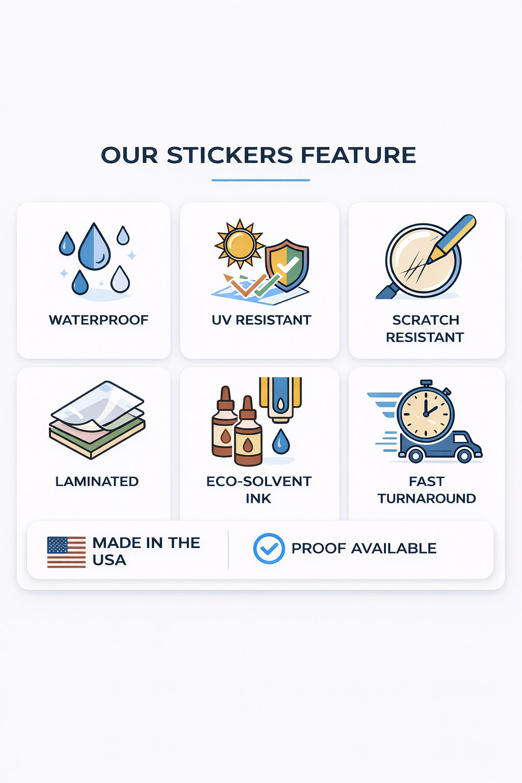 Custom Vinyl Stickers Any Shape Logo Decals Waterproof Die Cut 2″-20″ USA