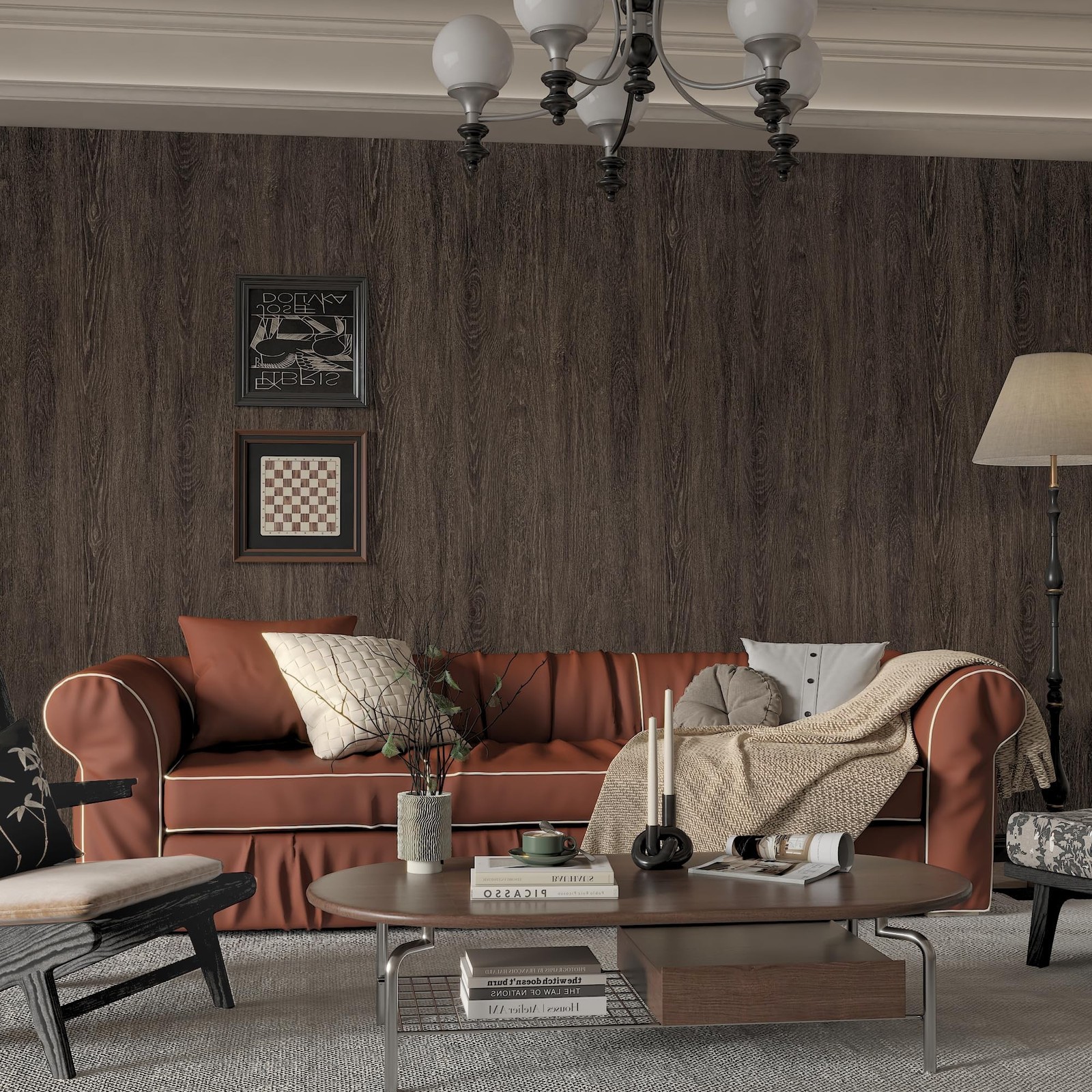 48x354inch Extra Wide Dark Brown Wood Grain Wallpaper Peel Stick Black Walnut…