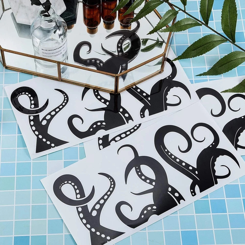 15 Pieces Kraken Octopus Toilet Tentacles Wall Decals Decor Sticker Octopus Toil