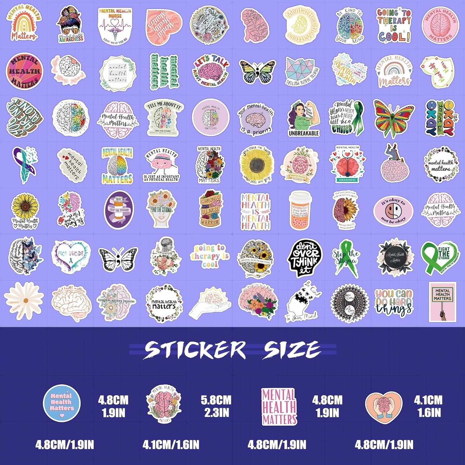 100 pcs Mental Health Stickers Decals, Mental Health Awareness Stickers