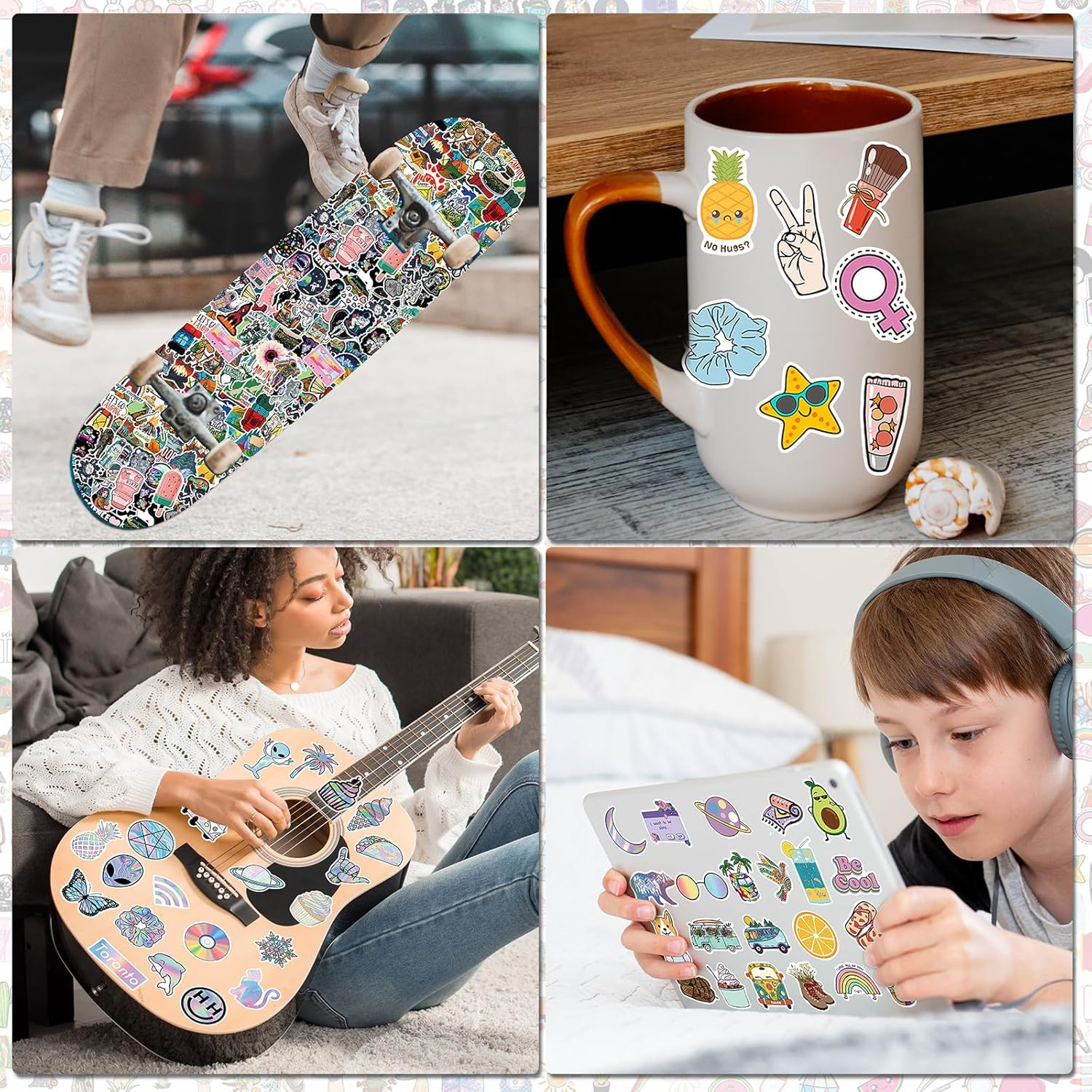 600 PCS Stickers Pack，Cute Colorful Waterproof Stickers，Vinyl Art Stickers.Valen