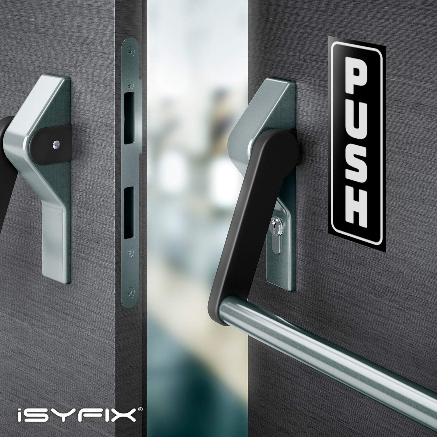 Push Pull Stickers Sign, 2X5 Inch, Black/White, 2 Sets | Vertical Decal, Self-Ad