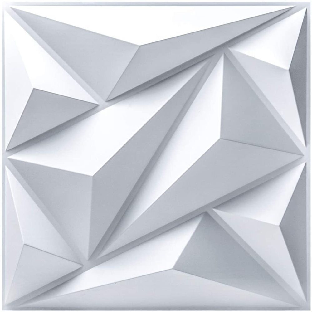 12Pcs PVC 3D Effect Wall Panels 30x30cm for DIY Wallpaper Home Decor White Color