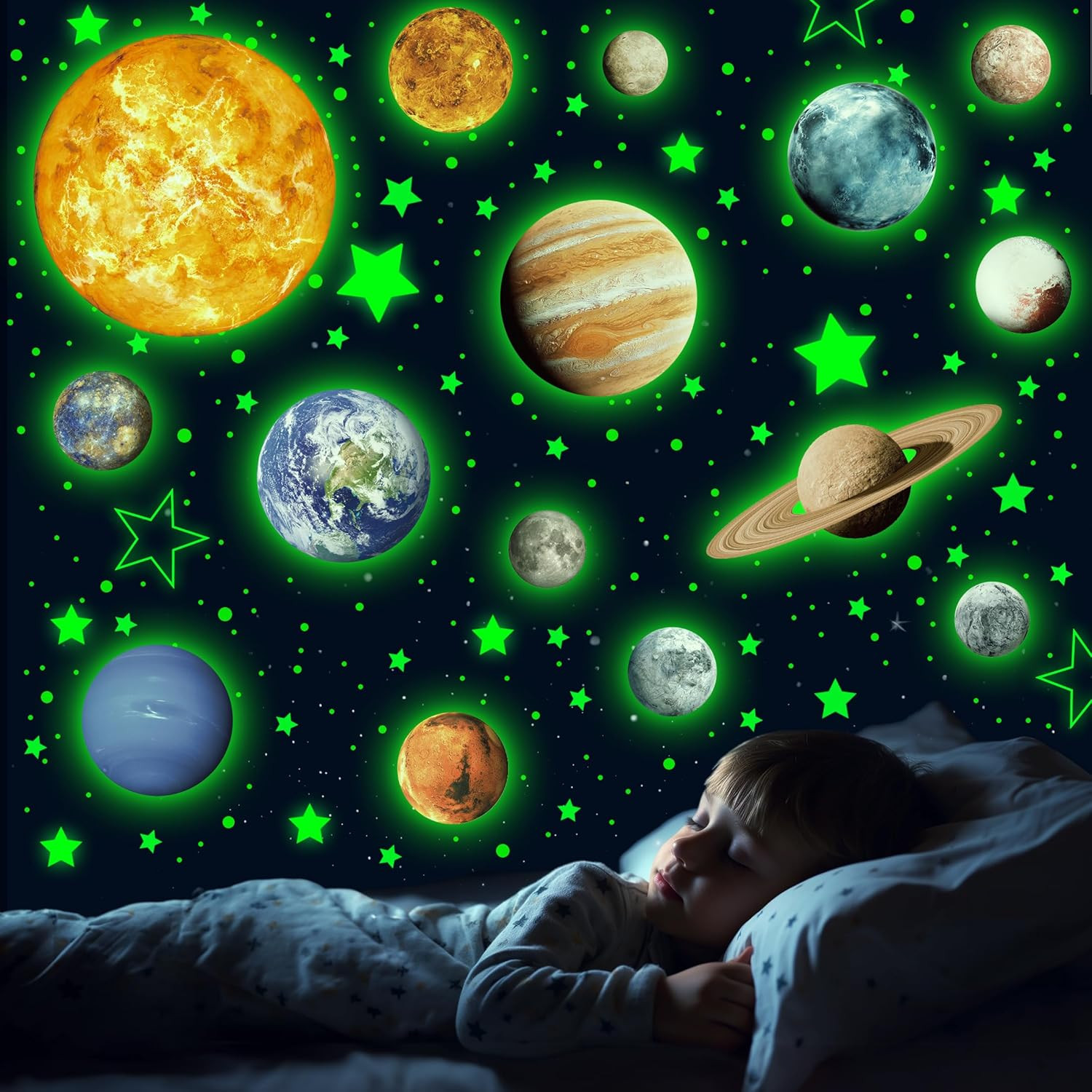 Solar System Wall Decals Glow in the Dark Stars 780 PCS, Glowing Planets Sticker