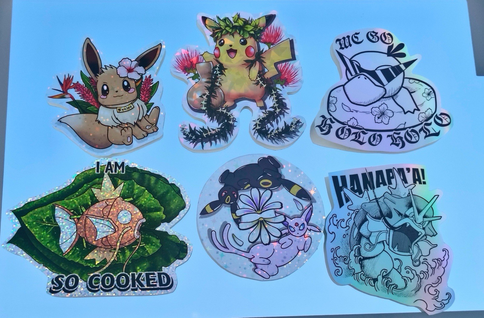 Custom Art Pokémon Stickers – 3 Mystery Picks – Hawaii Edition