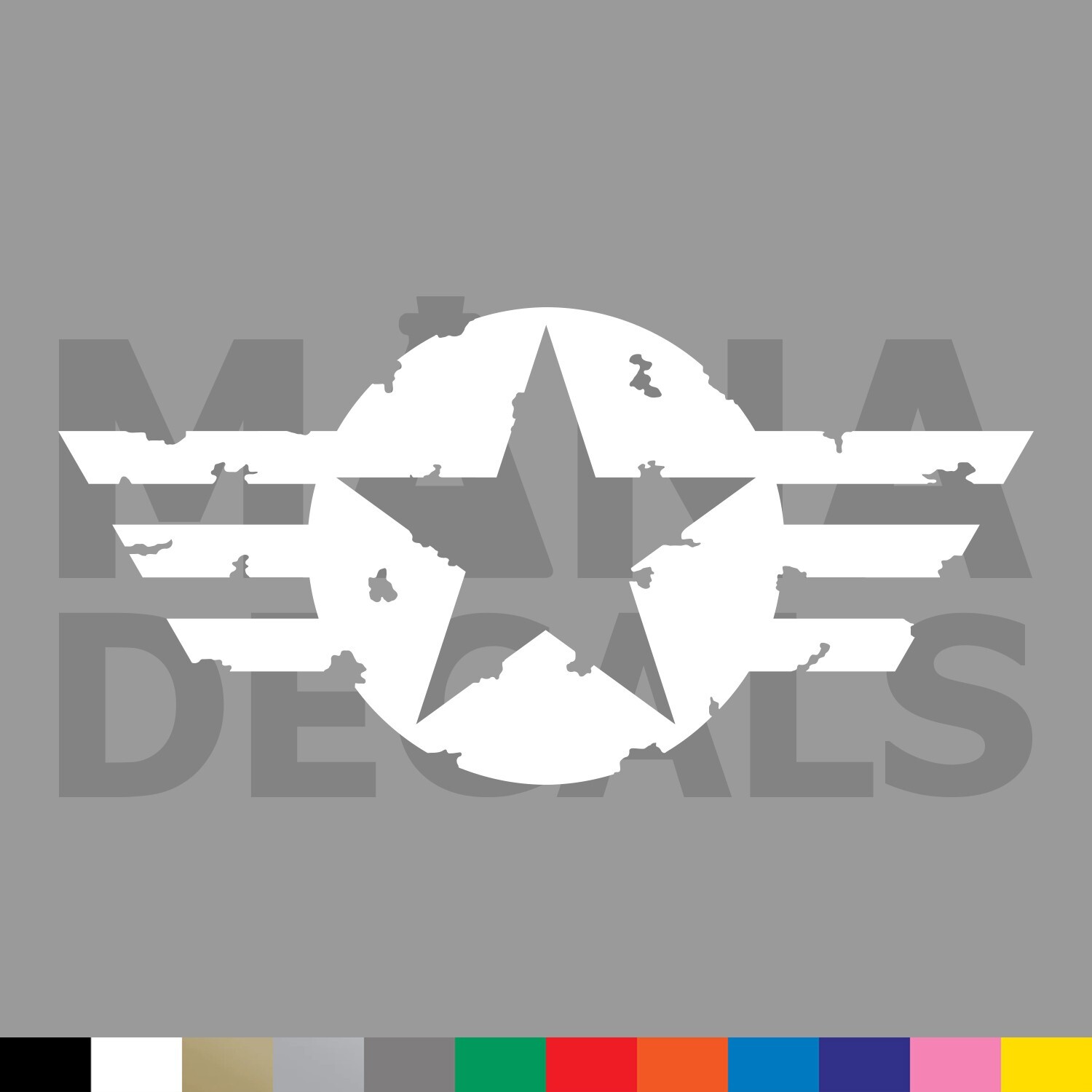 Star Emblem Vinyl Die Cut Decal Sticker – Military Air Force Army Distressed