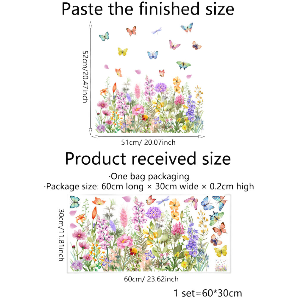 60x30cm Colorful Butterfly Static Cling Sticker PVC for Living Room Glass