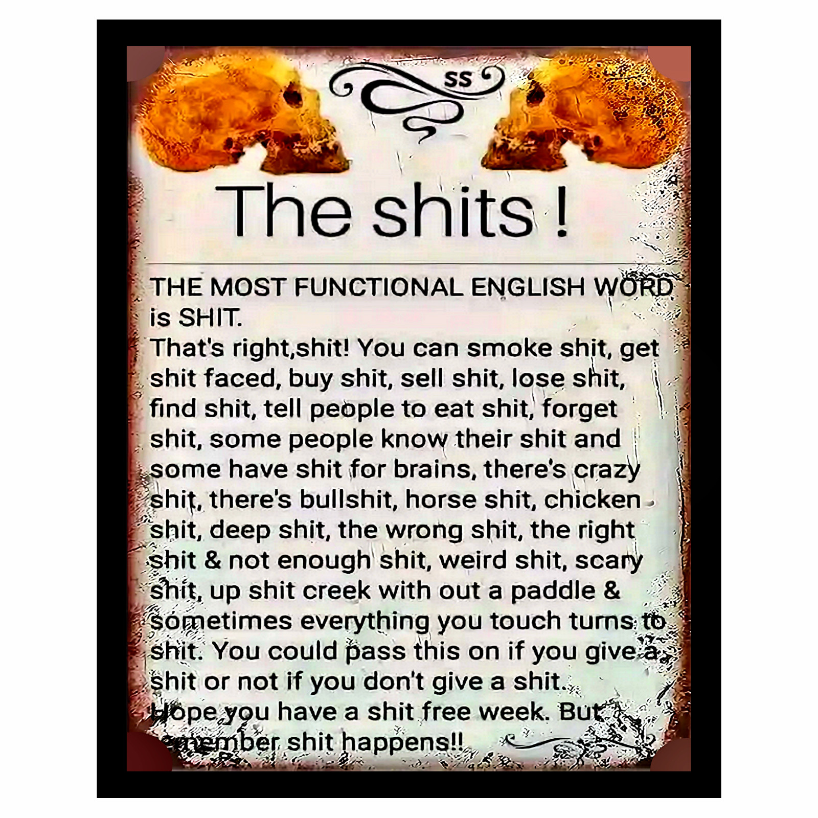 Funny Sh*t Happens «The Must Functional Word» Sticker Sign Vinyl 4 Sizes