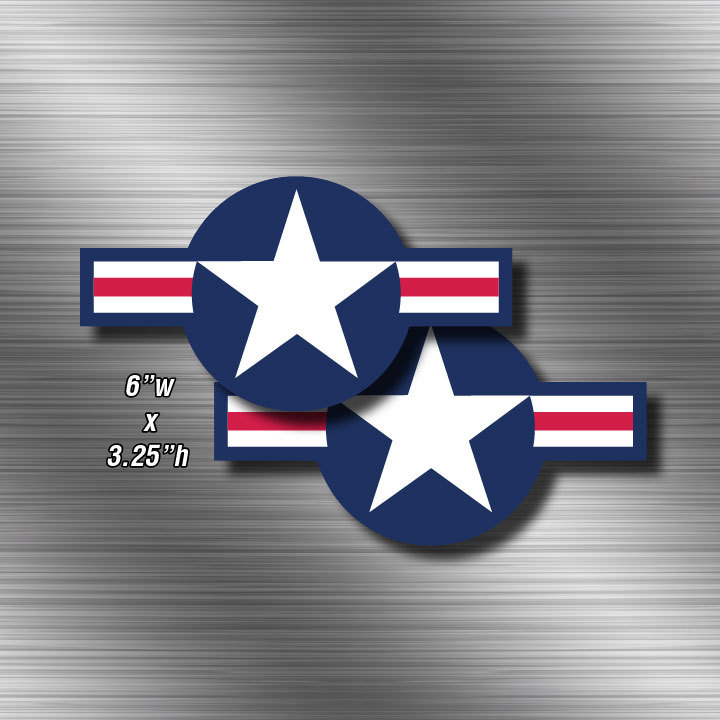 2x USAF 6″ wide Aircraft Air Force Stickers Military Vinyl Star Decal Sticker