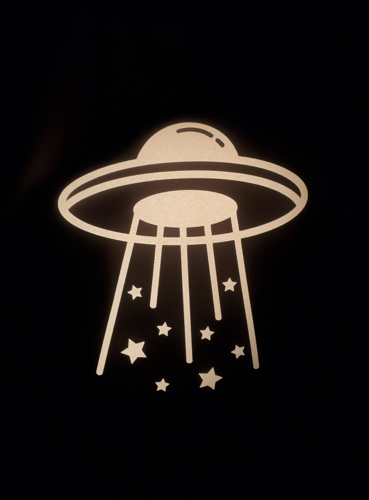 Glow In The Dark Vinyl Decals Alien UFO Lift Off Medium Size Lit Studios New