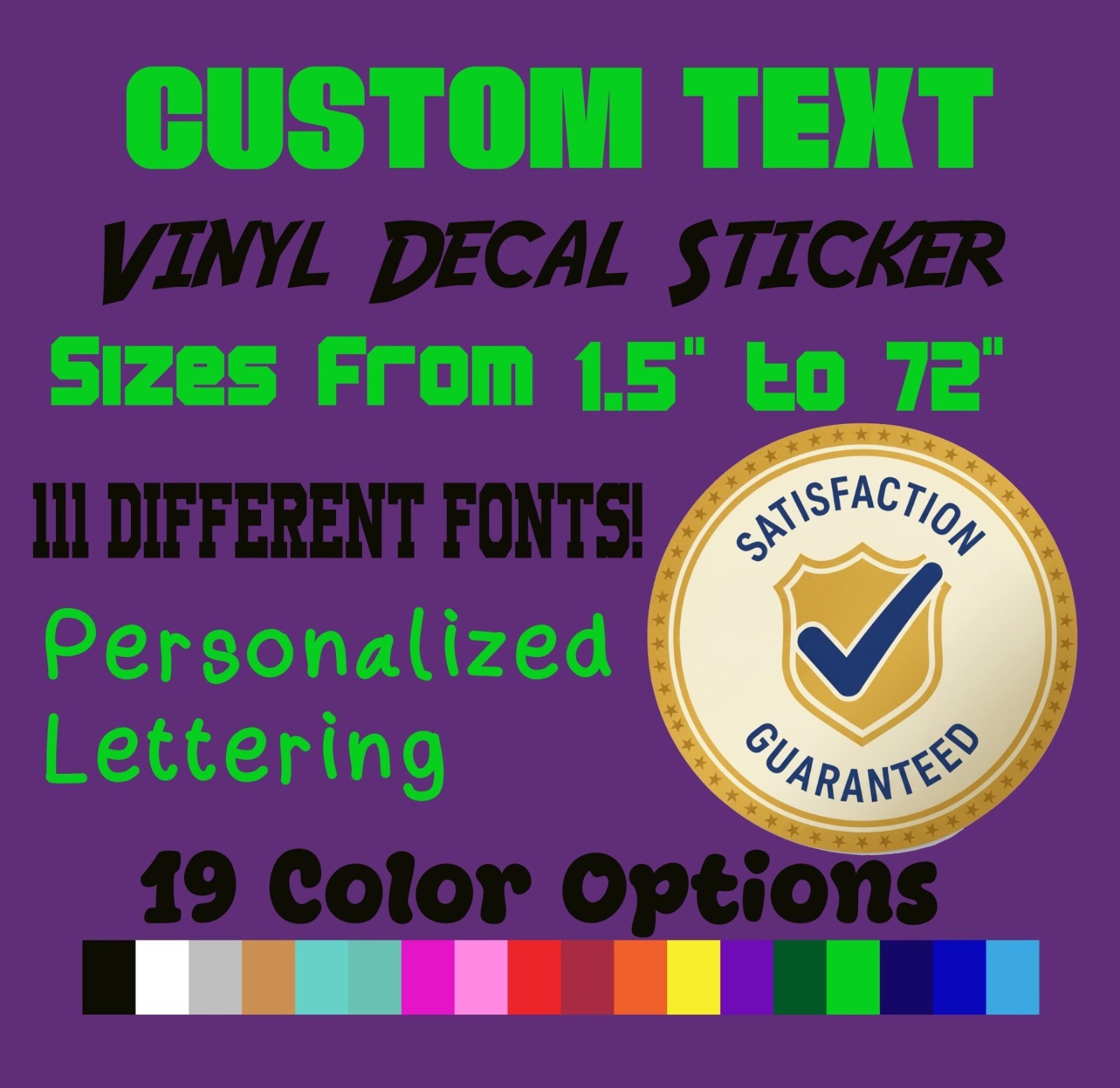 Custom Text Lettering Vinyl Decal Car Window Personalized Business Sign Name