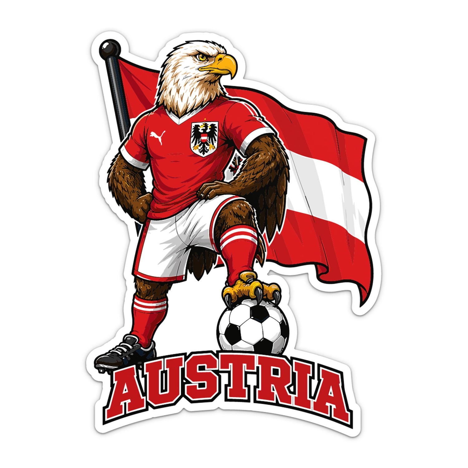 Austria Flag Mascot National Team Soccer Football Sticker Car Bumper Vinyl Decal
