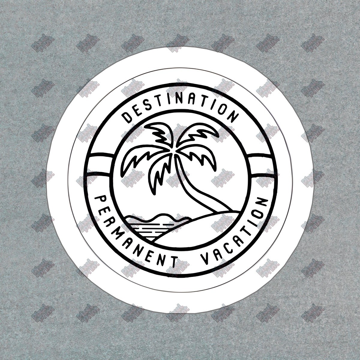 Destination Permanent Vacation Vinyl Sticker Tropical Palm Tree Decal #885101