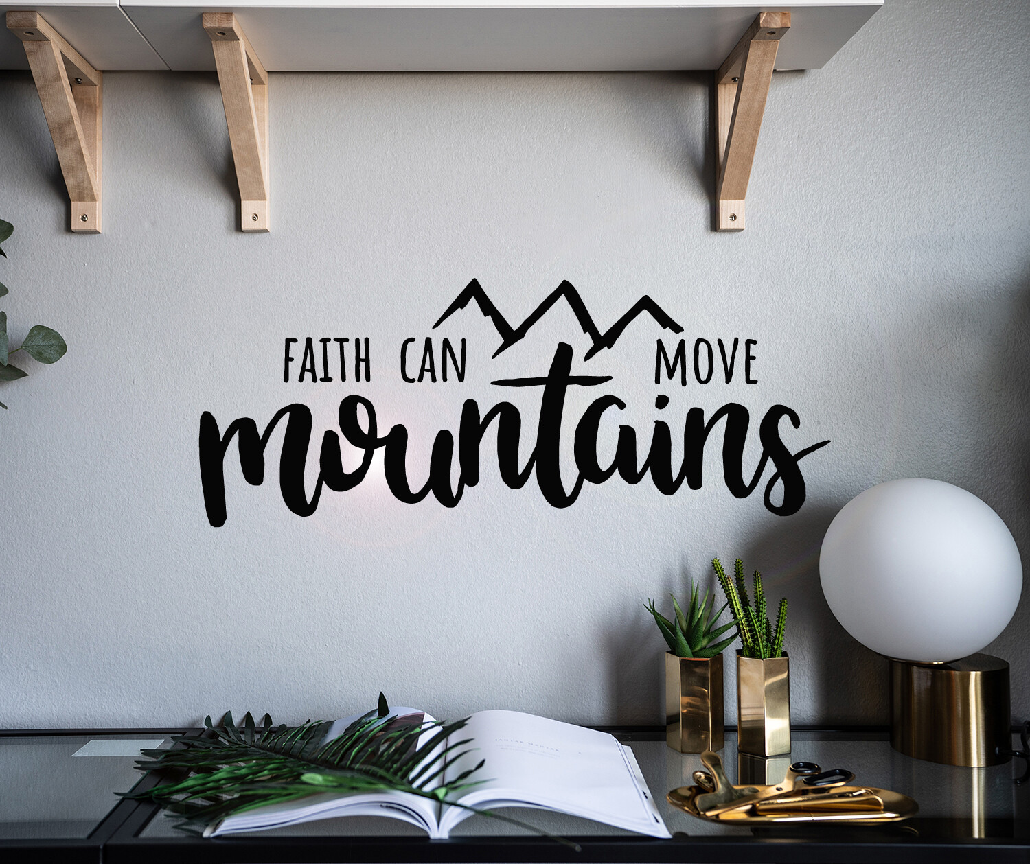 Vinyl Wall Decal Words Faith Can Move Mountains Stickers 28.5 in x 11 in gz094
