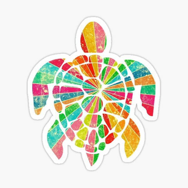 Sea Turtle Removable Sticker Multi-Colored – 7B, New
