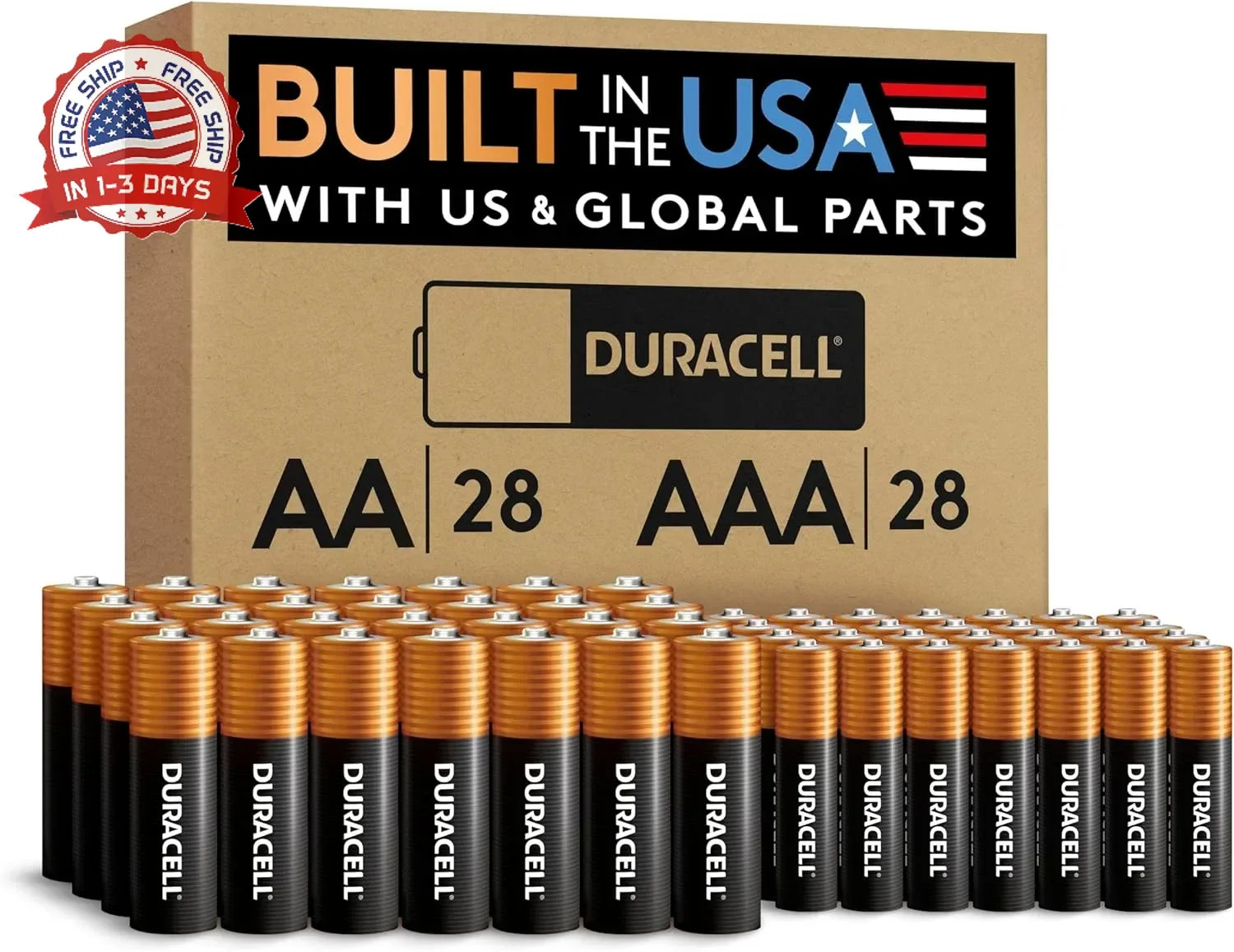 Duracell Coppertop AA + AAA Batteries, 56 Count (Pack of 1), Re-closable for Qui