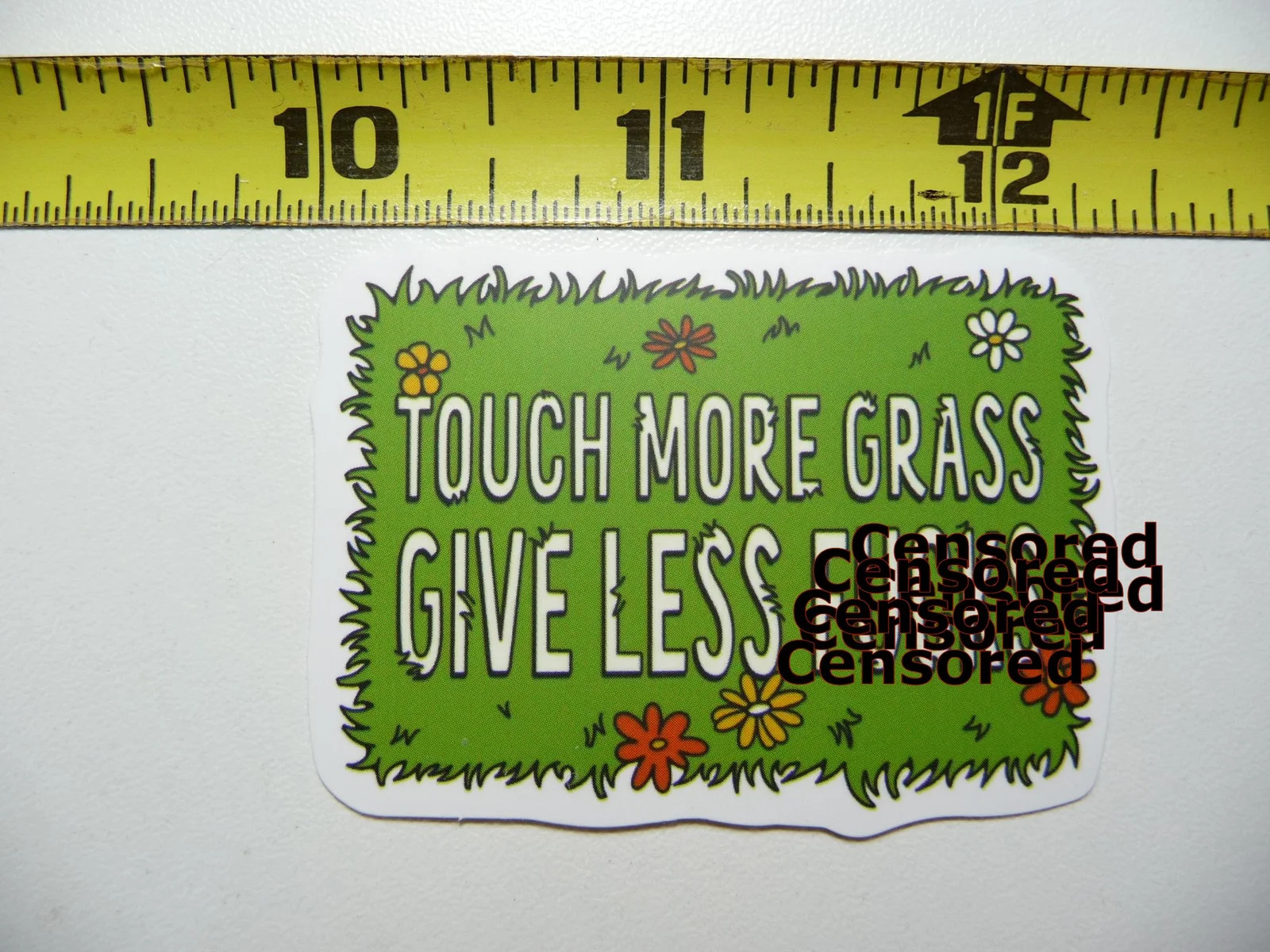 TOUCH MORE GRASS GIVE LESS F**KS SMALL STICKER DECAL FUNNY SARCASM SARCASTIC