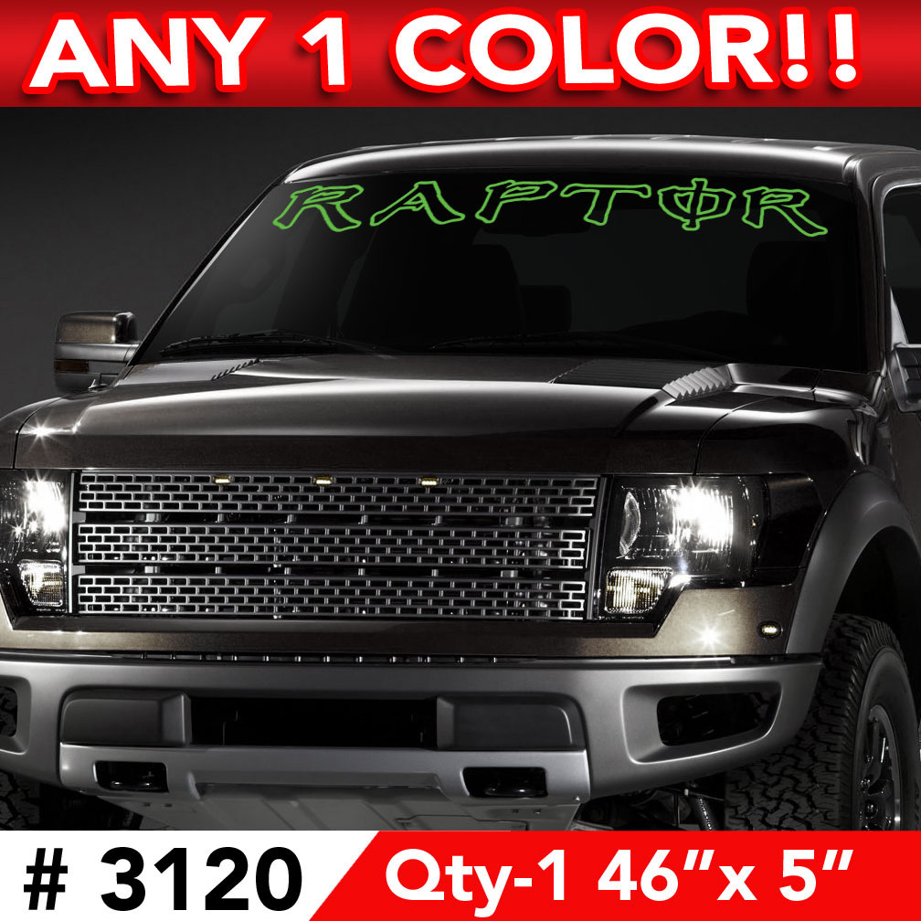 RAPTOR ENERGY OUTLINE WINDSHIELD DECAL STICKER 46″w x 3″ ANY 1 COLOR