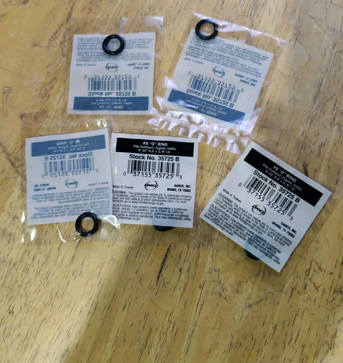 Danco 35725B Round Rubber #8 O-Ring 3/8 I.D. x 9/16 O.D. in. (Pack of 5)