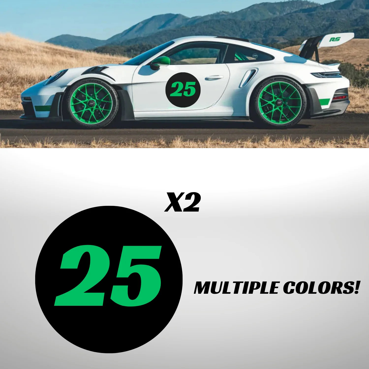 Compatible With Custom Race Door Number Circle Decals – 20″ Set of 2 – Multiple