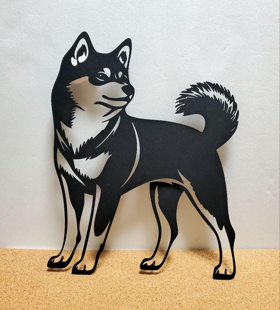 Shiba Inu Dog Metal Art Silhouette Black Shiba 30cm Japan