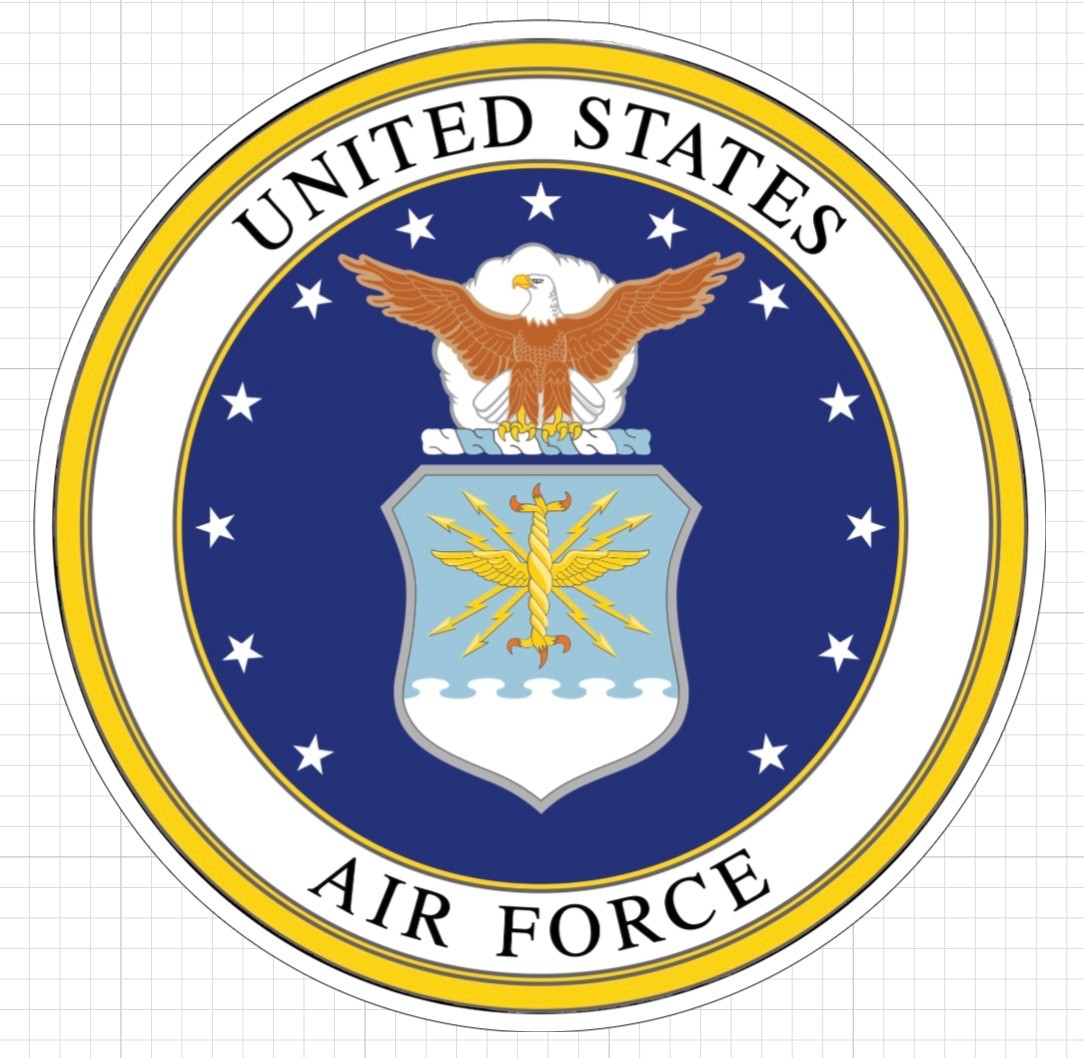 STICKER (BUY 2, GET 1 FREE) USAF Air Force vinyl glossy DOW trump blue USA