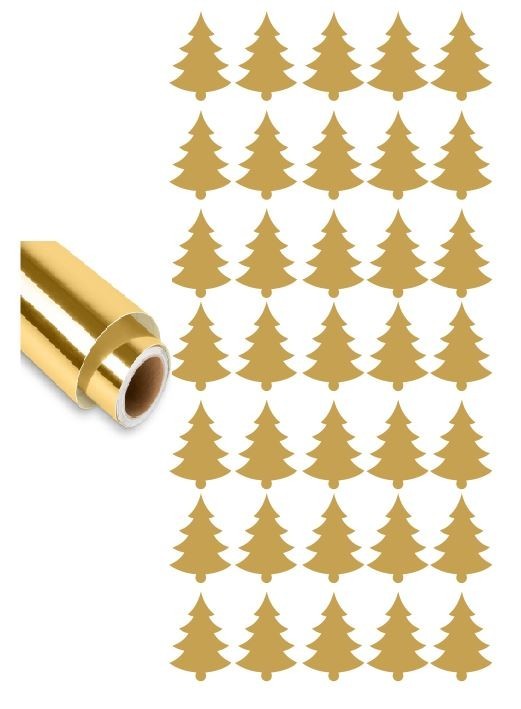 Tree Christmas Tree Xmas Tree Stickers Chrome Gold 1.25″ DC33