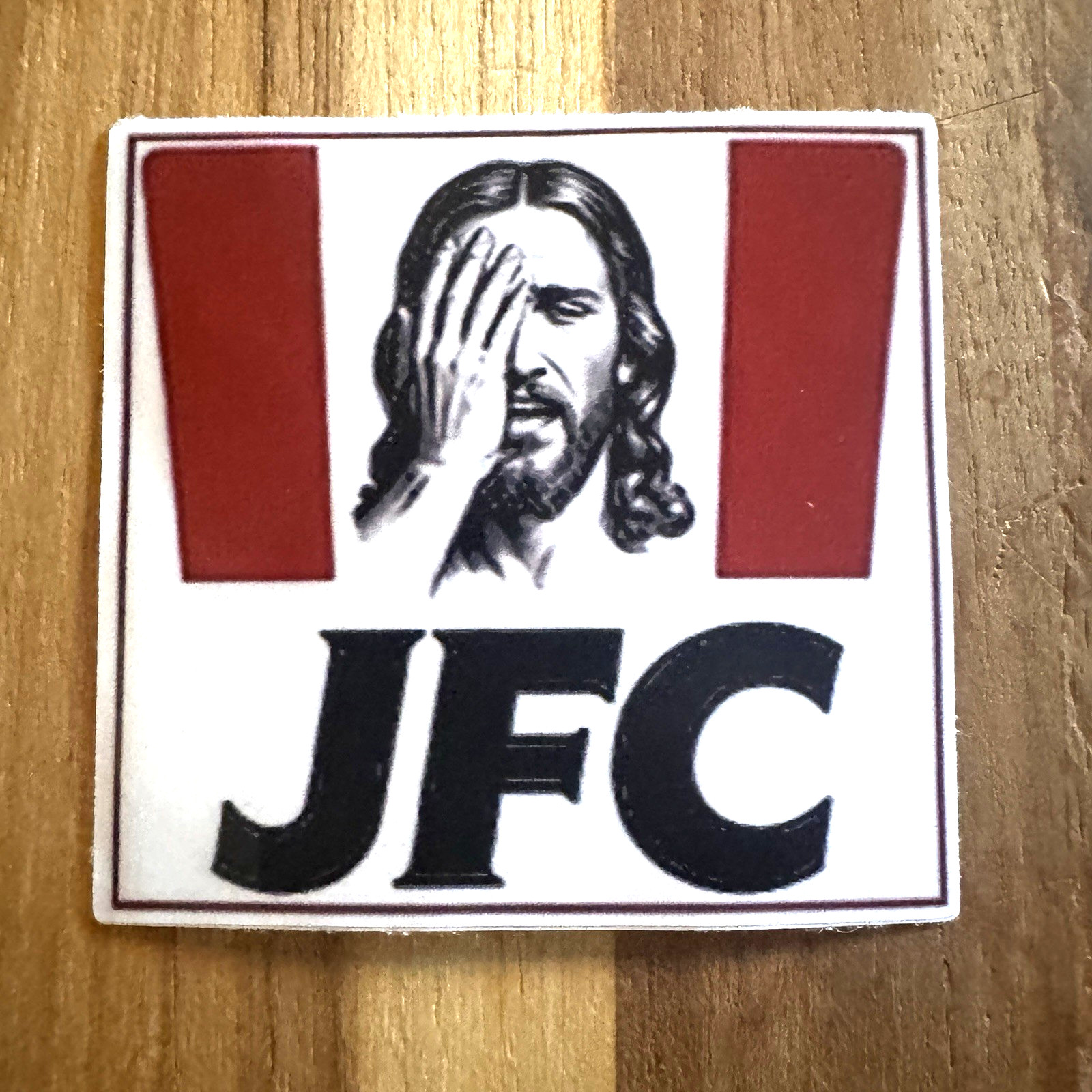 Funny Sticker Jesus Christ JFC Fast Food Parody KFC 2.75″ Vinyl Decal