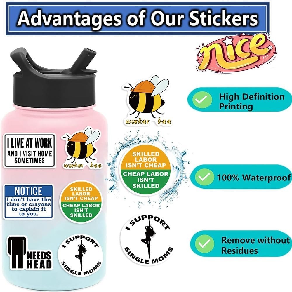 Vinyl Hard Hat Stickers 100pcs Waterproof Decals for Construction & Electricians