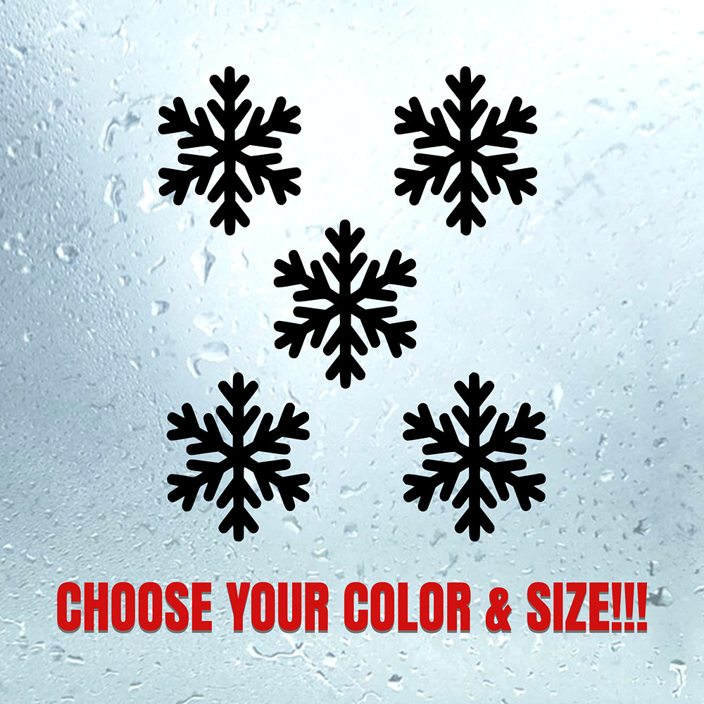 Set of 5 Snowflakes Vinyl Die Cut Decal Sticker – Cold Christmas holiday Winter