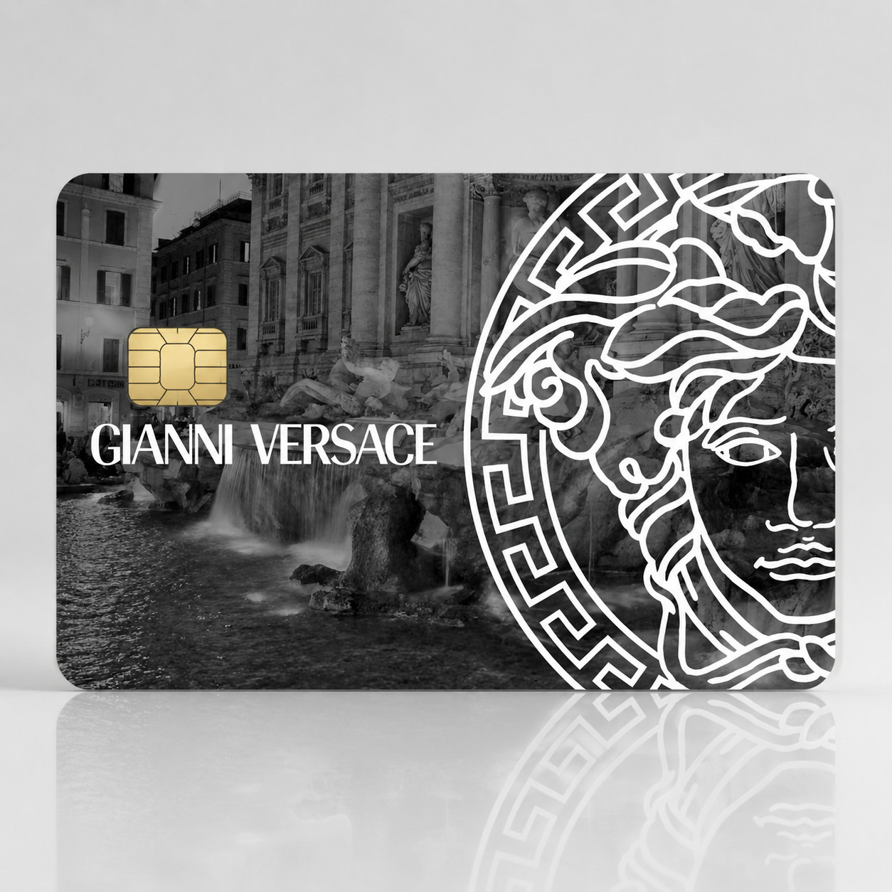 Vintage Black Gray Medusa Luxury Designer Brand Debit Card Credit Card Skin