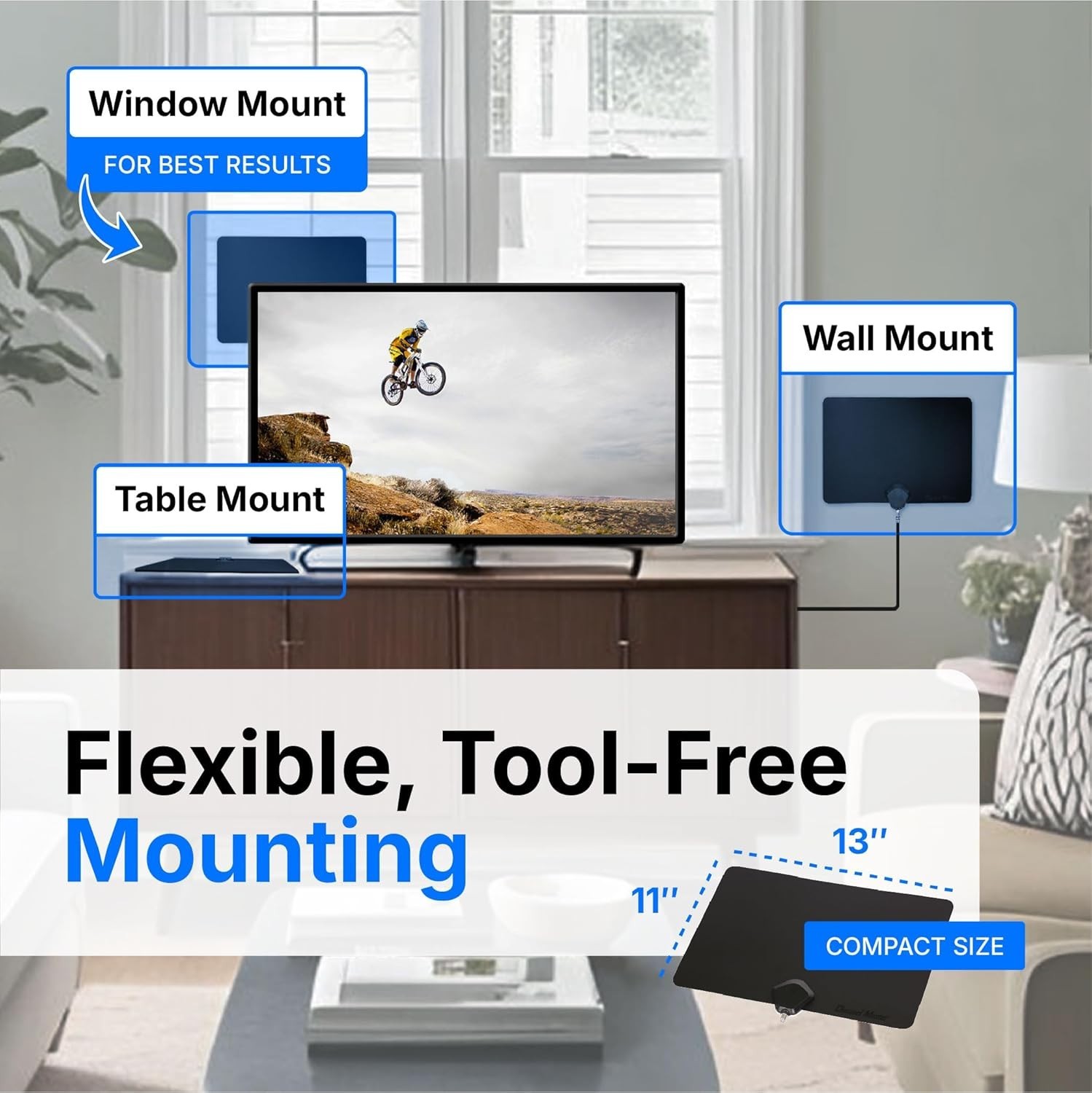 Channel Master FLATenna – Indoor Digital HDTV Antenna, 12′ Coaxial Cable, Sup…