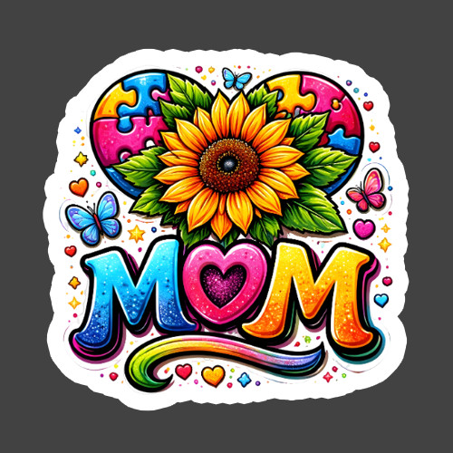Autism Mom Sticker Vinyl Decal Sunflower Puzzle Mom Awareness Gift